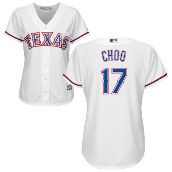 Women's Majestic Texas Rangers #17 Shin-Soo Choo Replica White Home Cool Base MLB Jersey