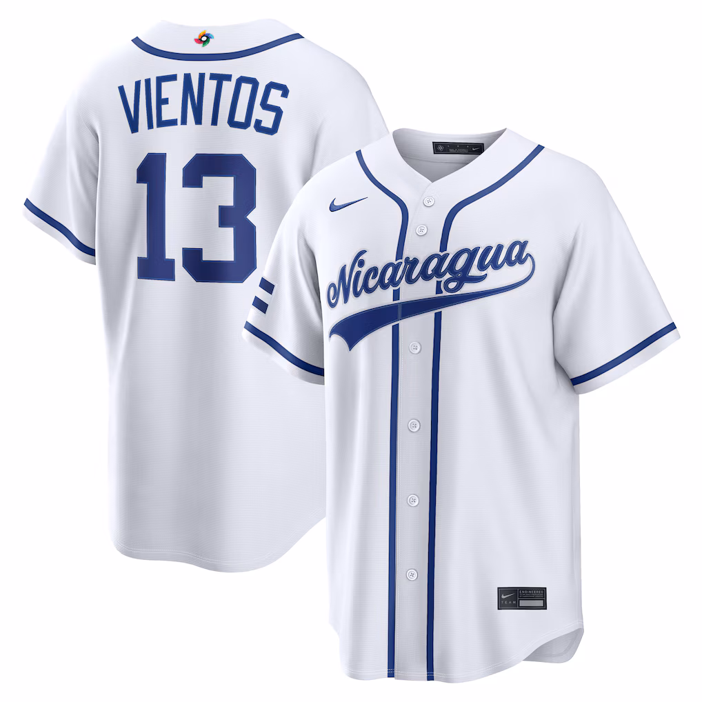 Men's Nicaragua Baseball Mark Vientos Nike White 2026 World Baseball Classic Home Stadium Jersey - U-jersey