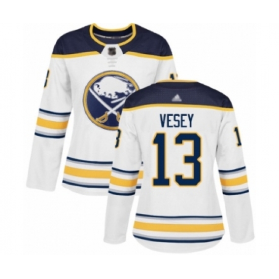Women's Buffalo Sabres #13 Jimmy Vesey Authentic White Away Hockey Jersey - Ujersey
