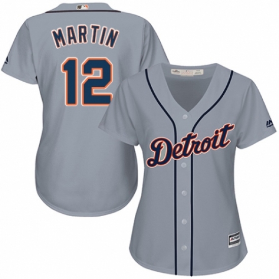 Women's Majestic Detroit Tigers #12 Leonys Martin Authentic Grey Road Cool Base MLB Jersey - Ujersey