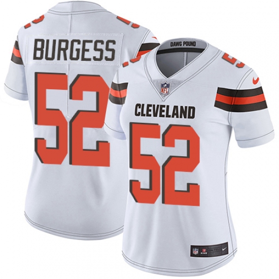 Women's Nike Cleveland Browns #52 James Burgess White Vapor Untouchable Limited Player NFL Jersey - Ujersey
