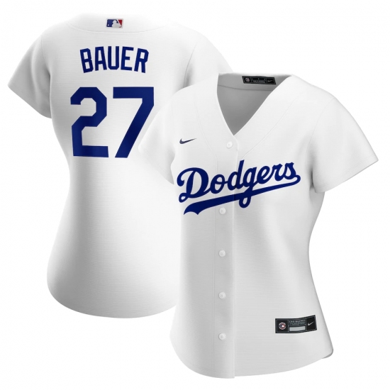 Women's Los Angeles Dodgers #27 Trevor Bauer White Nike Royal Alternate Official Replica Player Jersey - Ujersey