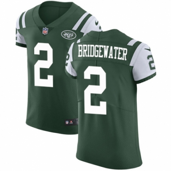 Men's Nike New York Jets #2 Teddy Bridgewater Green Team Color Vapor Untouchable Elite Player NFL Jersey - Ujersey