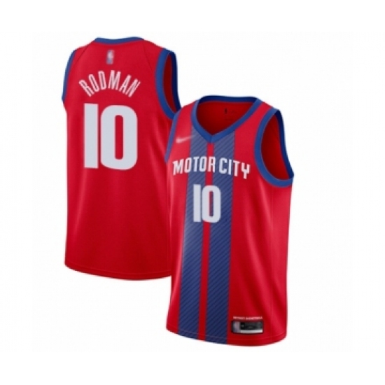 Men's Detroit Pistons #10 Dennis Rodman Swingman Red Basketball Jersey - 2019 20 City Edition - Ujersey