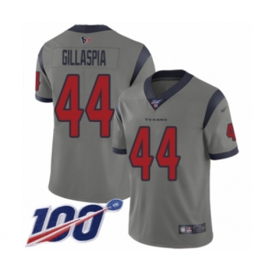 Men's Houston Texans #44 Cullen Gillaspia Limited Gray Inverted Legend 100th Season Football Jersey - Ujersey