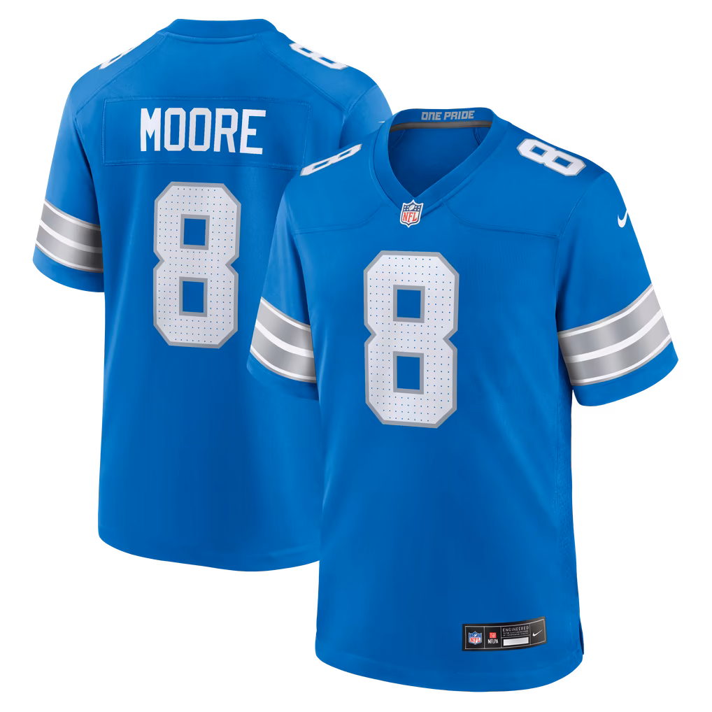 Men's Detroit Lions Derrick Moore Nike Blue Team Game Jersey - Ujersey