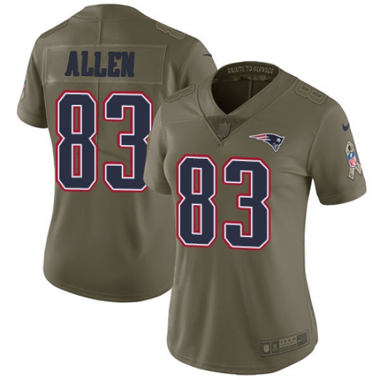 Women's Nike New England Patriots #83 Dwayne Allen Limited Olive 2017 Salute to Service NFL Jersey - Ujersey