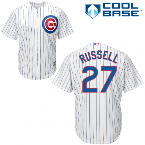 Men's Majestic Chicago Cubs #27 Addison Russell Replica White Home Cool Base MLB Jersey - Ujersey