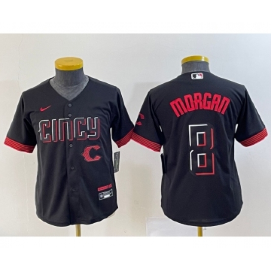 Youth Nike Cincinnati Reds #8 Joe Morgan Black 2023 City Connect Cool Base Stitched Jersey - Ujersey