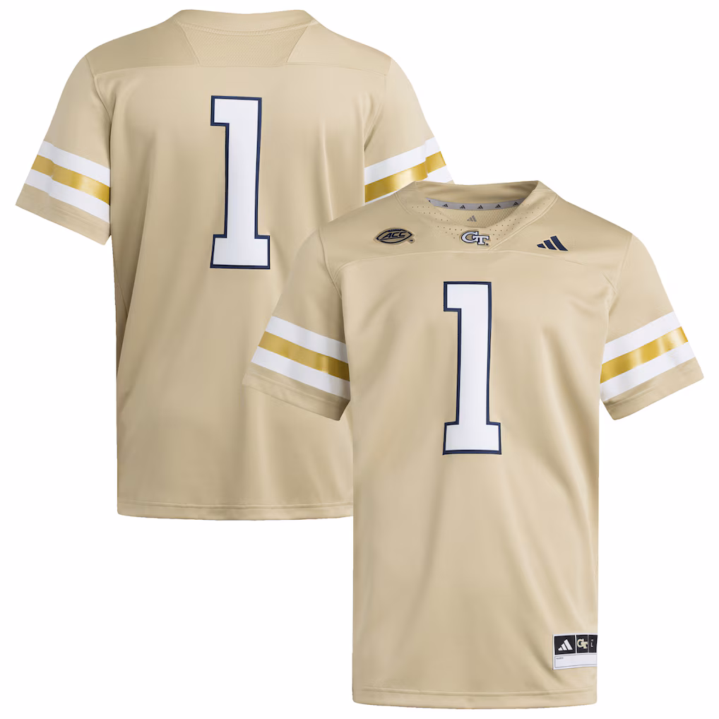 Men's adidas #1 Gold Georgia Tech Yellow Jackets Premier Jersey - Ujersey NHL
