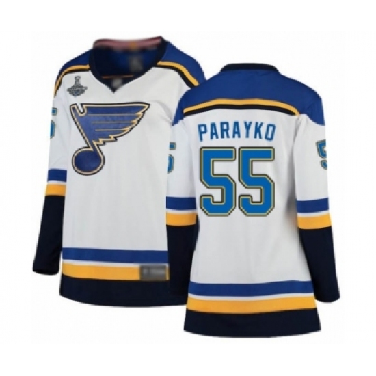 Women's St. Louis Blues #55 Colton Parayko Fanatics Branded White Away Breakaway 2019 Stanley Cup Champions Hockey Jersey - Ujersey