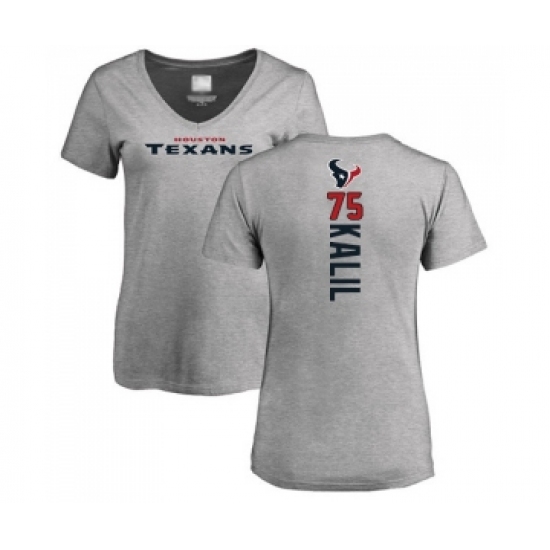 Football Women's Houston Texans #75 Matt Kalil Ash Backer T-Shirt - Ujersey