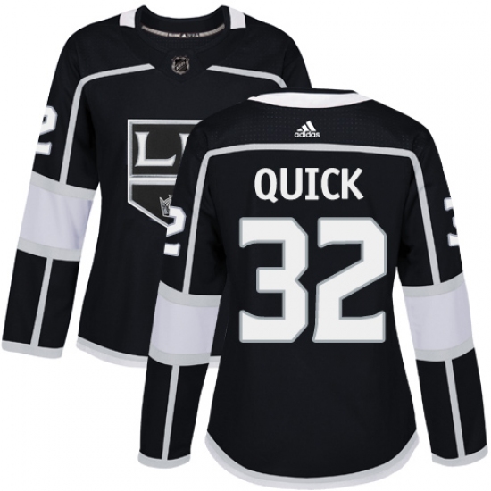 Women's Adidas Los Angeles Kings #32 Jonathan Quick Authentic Black Home NHL Jersey