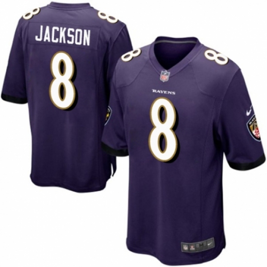 Men's Nike Baltimore Ravens #8 Lamar Jackson Game Purple Team Color NFL Jersey