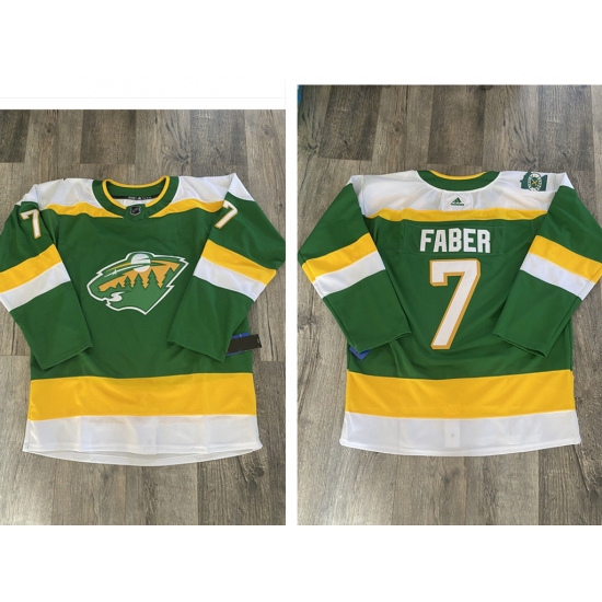 Men's Minnesota Wild #7 Brock Faber Green 2023-24 Stitched Jersey - Ujersey
