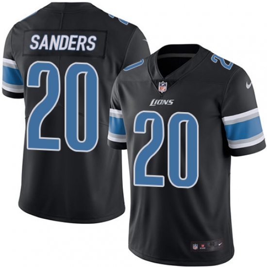 Men's Nike Detroit Lions #20 Barry Sanders Elite Black Rush Vapor Untouchable NFL Jersey - Ujersey