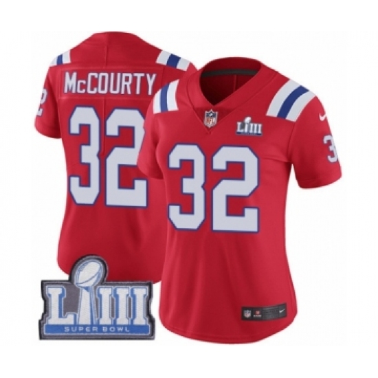 Women's Nike New England Patriots #32 Devin McCourty Red Alternate Vapor Untouchable Limited Player Super Bowl LIII Bound NFL Jersey - Ujersey