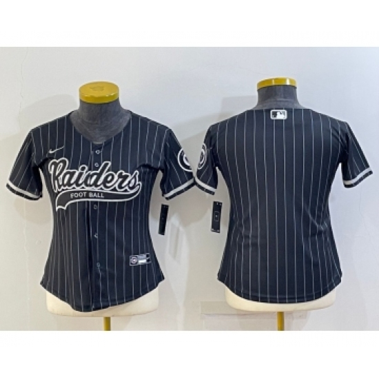 Women's Las Vegas Raiders Black With Patch Cool Base Stitched Baseball Jersey