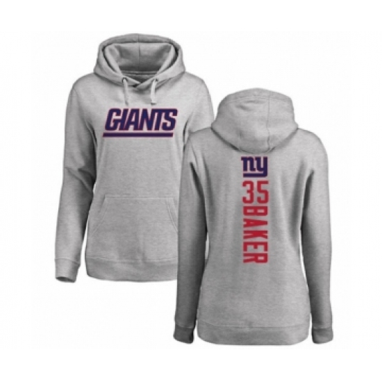 Football Women's New York Giants #35 Deandre Baker Ash Backer Pullover Hoodie - Ujersey