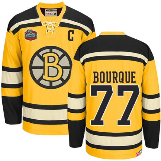 Men's CCM Boston Bruins #77 Ray Bourque Authentic Gold Winter Classic Throwback NHL Jersey - Ujersey