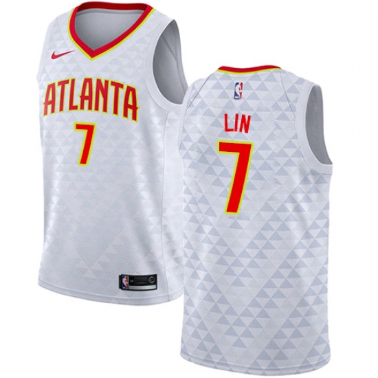 Men's Nike Atlanta Hawks #7 Jeremy Lin Swingman White NBA Jersey - Association Edition - Ujersey