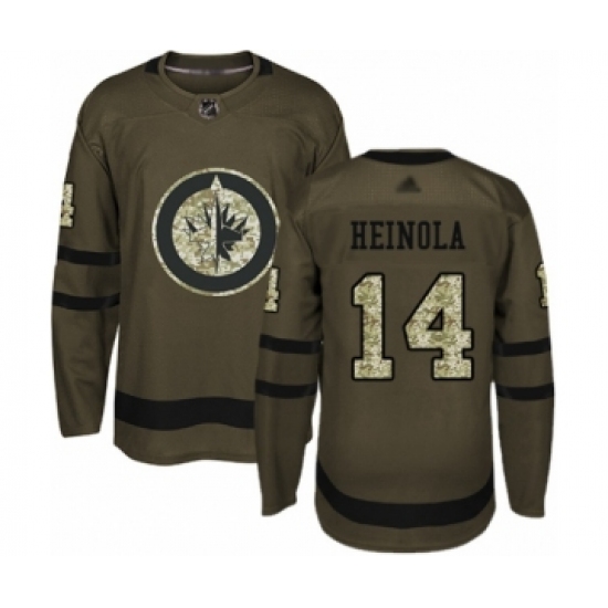 Men's Winnipeg Jets #14 Ville Heinola Authentic Green Salute to Service Hockey Jersey - Ujersey