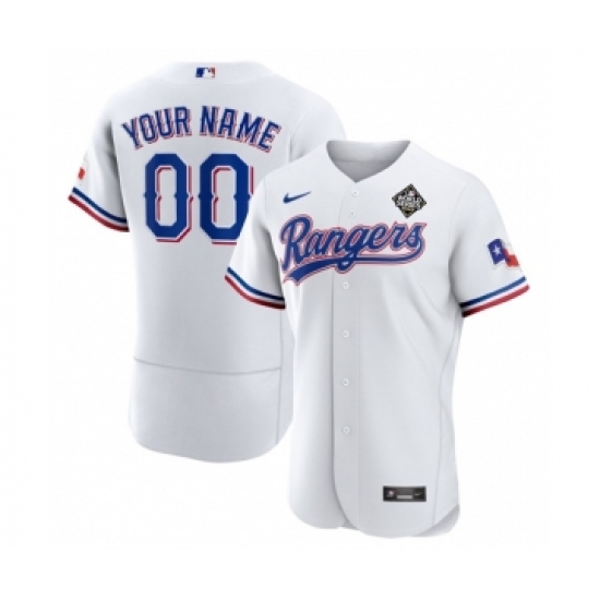 Men's Texas Rangers Active Player Custom White 2023 World Series Flex Base Stitched Baseball Jersey - Ujersey