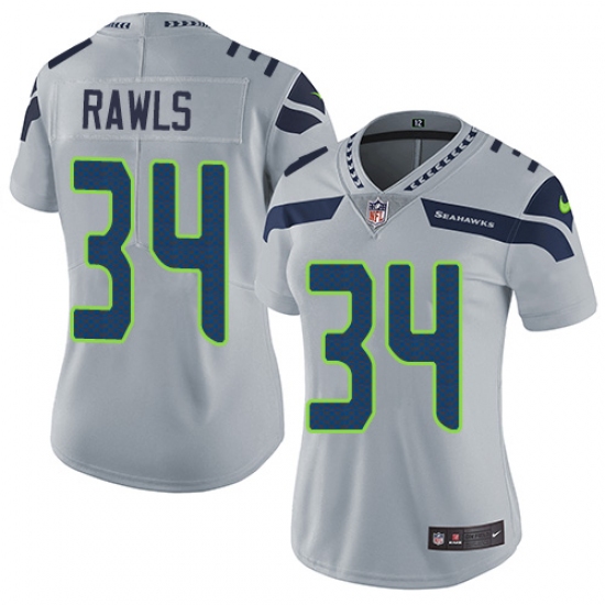 Women's Nike Seattle Seahawks #34 Thomas Rawls Grey Alternate Vapor Untouchable Limited Player NFL Jersey - Ujersey