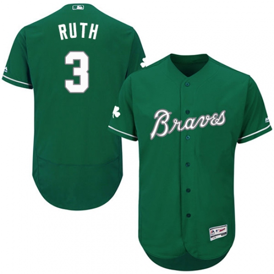 Men's Majestic Atlanta Braves #3 Babe Ruth Green Celtic Flexbase Authentic Collection MLB Jersey - Ujersey