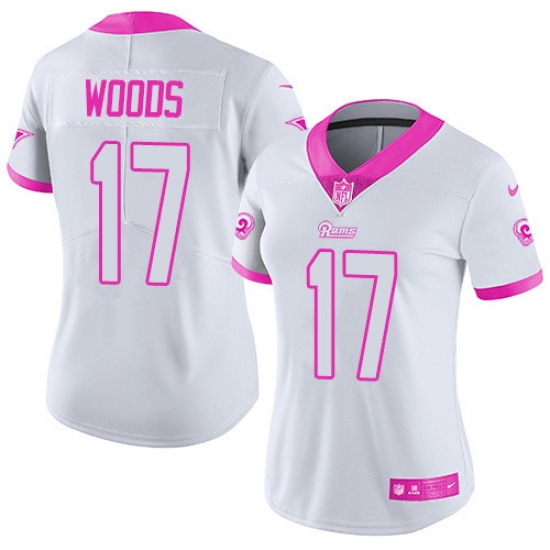 Women's Nike Los Angeles Rams #17 Robert Woods Limited White/Pink Rush Fashion NFL Jersey - Ujersey
