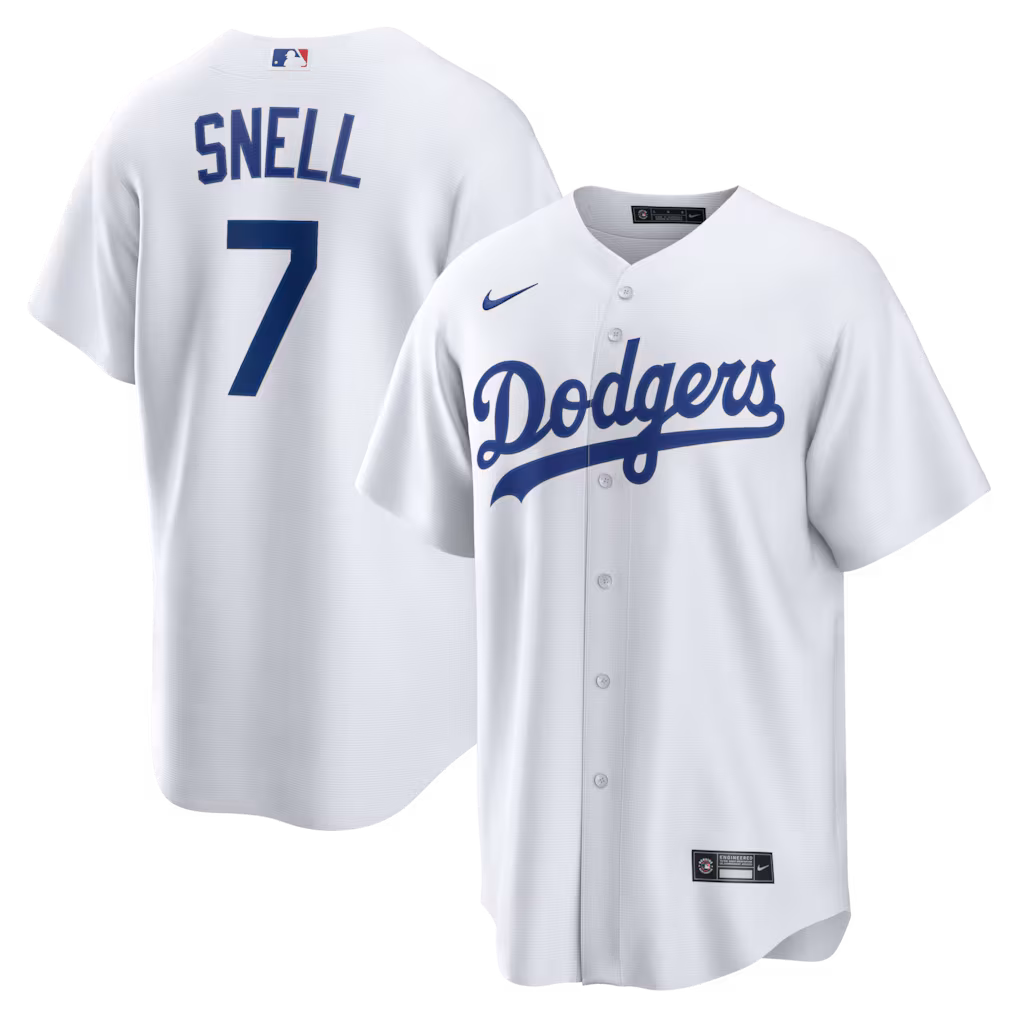 Men's Los Angeles Dodgers Blake Snell Nike White Home Replica Jersey - Vujersey Los Angeles Rams