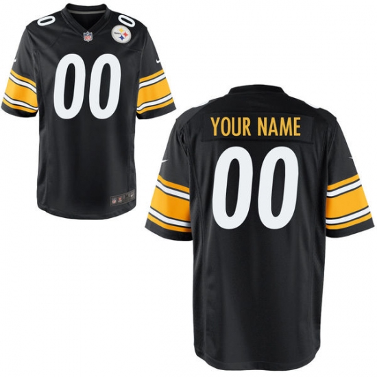 Men's Pittsburgh Steelers Nike Black Custom Game Jersey - Ujersey
