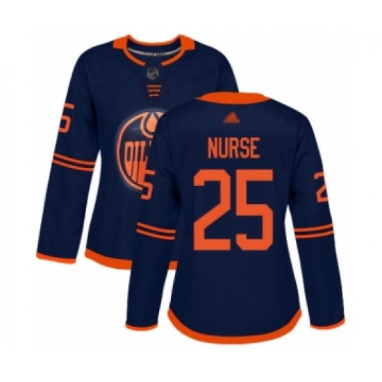 Women's Edmonton Oilers #25 Darnell Nurse Authentic Navy Blue Alternate Hockey Jersey