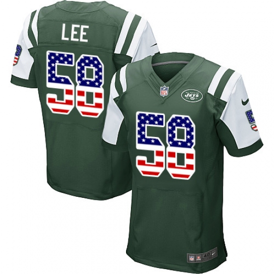 Men's Nike New York Jets #58 Darron Lee Elite Green Home USA Flag Fashion NFL Jersey - ujerseystore