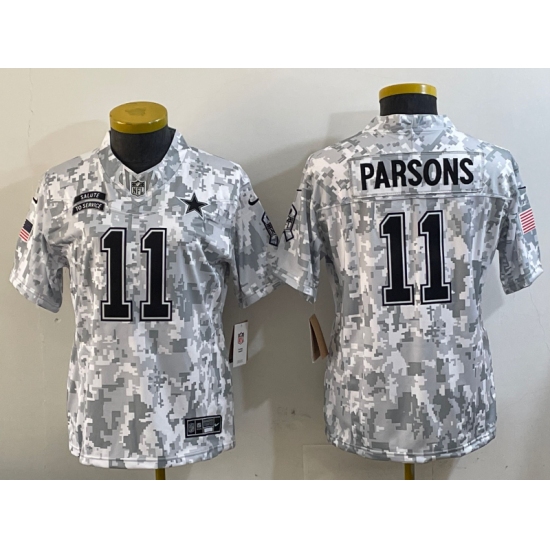 Women's Dallas Cowboys #11 Micah Parsons 2024 FUSE Arctic Camo Salute to Service Limited Stitched Jersey - Ujersey