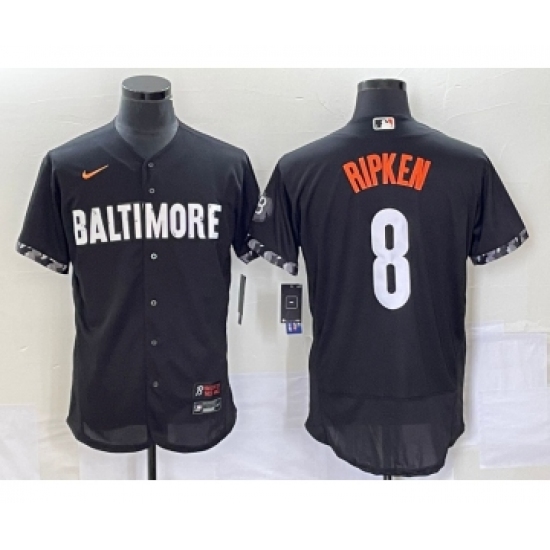 Men's Baltimore Orioles #8 Cal Ripken Jr Black 2023 City Connect Flex Base Stitched Jersey1 - Ujersey