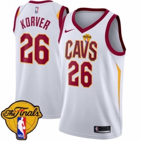 Men's Nike Cleveland Cavaliers #26 Kyle Korver Authentic White 2018 NBA Finals Bound NBA Jersey - Association Edition - Ujersey