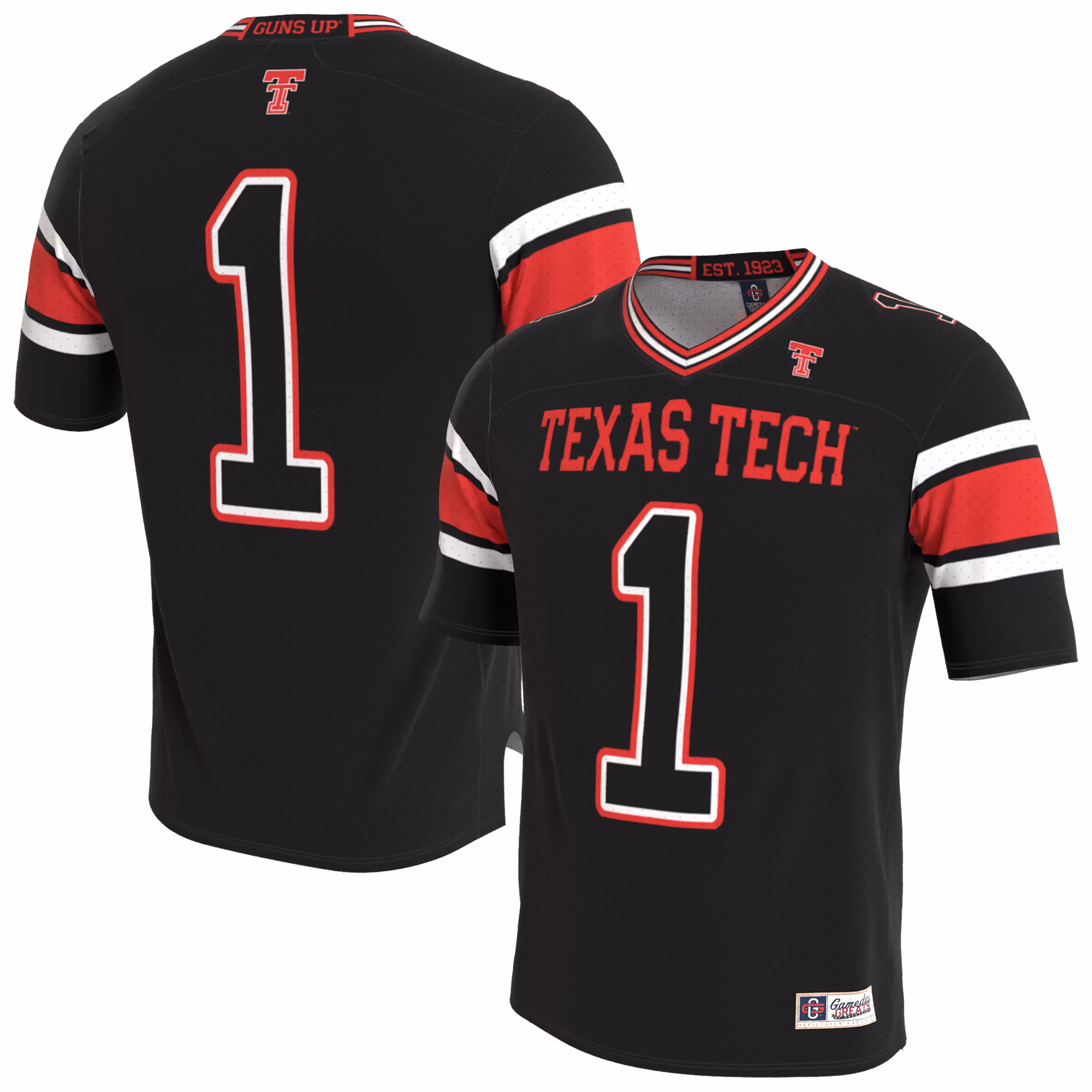 Youth GameDay Greats Black Texas Tech Red Raiders Lightweight Collegiate Football Blackout Fashion Jersey