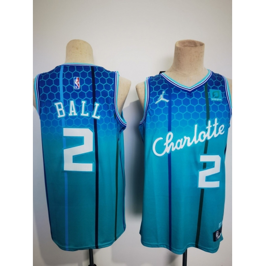 Men's Charlotte Hornets #2 Lamelo Ball Blue 2021-22 City Edition Stitched Basketball Jersey - Ujersey