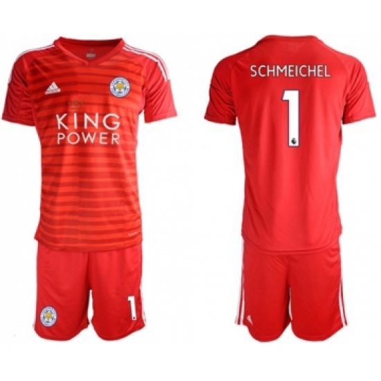 Leicester City #1 Schmeichel Red Goalkeeper Soccer Club Jersey