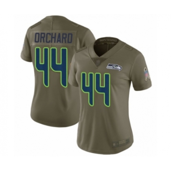 Women's Seattle Seahawks #44 Nate Orchard Limited Olive 2017 Salute to Service Football Jersey - Ujersey