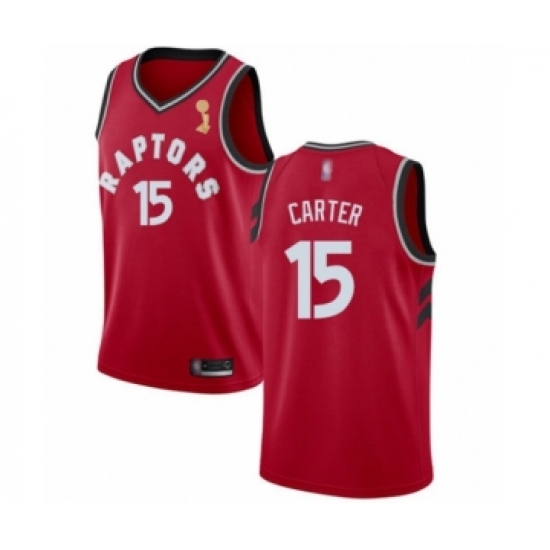 Youth Toronto Raptors #15 Vince Carter Swingman Red 2019 Basketball Finals Champions Jersey - Icon Edition - Ujersey