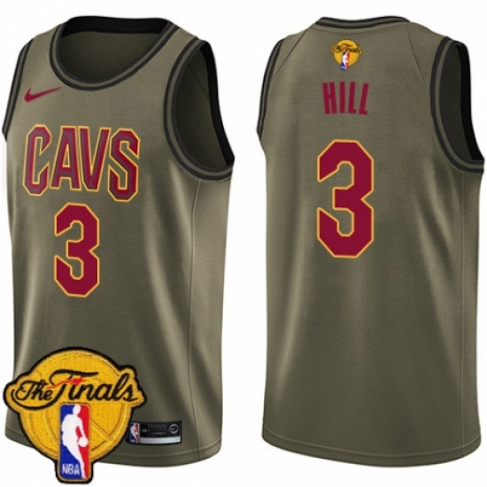 Men's Nike Cleveland Cavaliers #3 George Hill Swingman Green Salute to Service 2018 NBA Finals Bound NBA Jersey - Ujersey