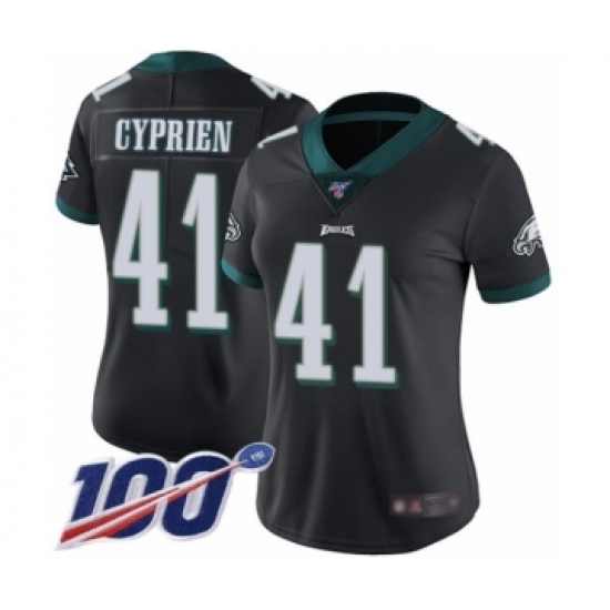 Women's Philadelphia Eagles #41 Johnathan Cyprien Black Alternate Vapor Untouchable Limited Player 100th Season Football Jersey - Ujersey