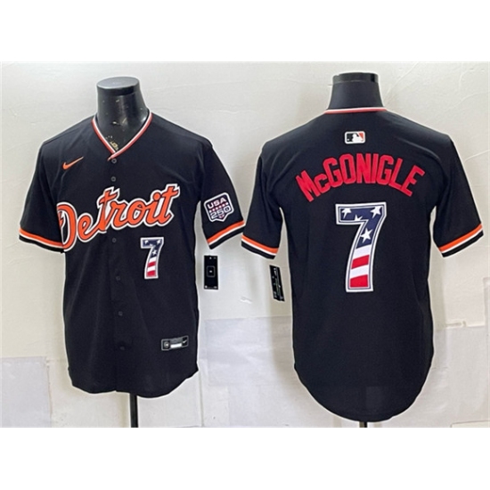 Men's Detroit Tigers #7 Kevin McGonigle Black 2026 USA 250 Fourth of July Stitched Baseball Jersey - Ujersey