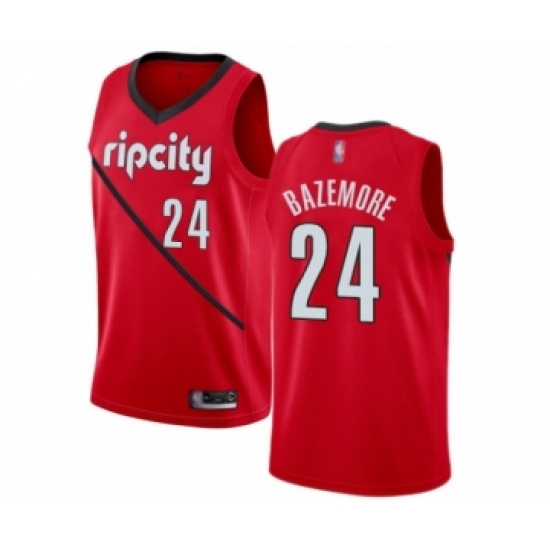 Women's Portland Trail Blazers #24 Kent Bazemore Red Swingman Jersey - Earned Edition - Ujersey