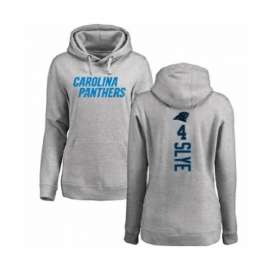 Football Women's Carolina Panthers #4 Joey Slye Ash Backer Pullover Hoodie - Ujersey