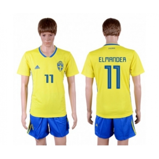 Sweden #11 Elmander Home Soccer Country Jersey