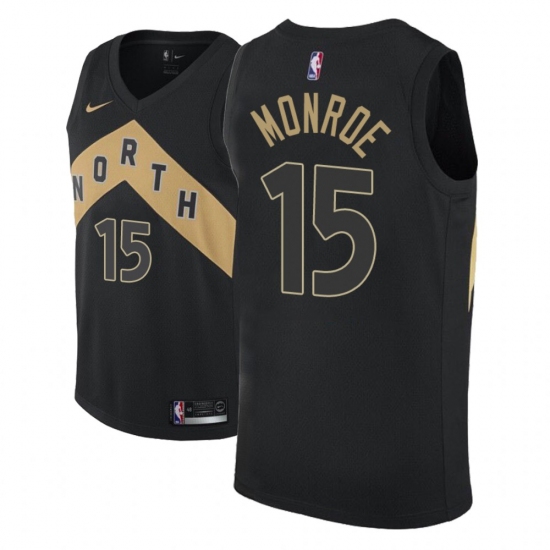 Men NBA 2018-19 Toronto Raptors #15 Greg Monroe City Edition Black Jersey - Ujersey