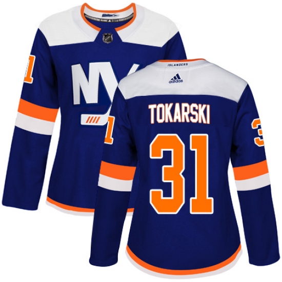 Women's Adidas New York Islanders #31 Dustin Tokarski Premier Blue Alternate NHL Jersey - Ujersey